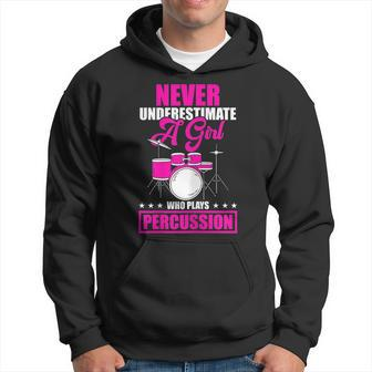 Never Underestimate A Girl Who Plays Percussion Drummer Hoodie - Seseable