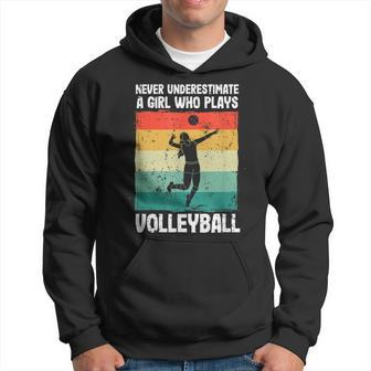 Never Underestimate A Girl Who Plays Volleyball Player Girls Hoodie - Seseable