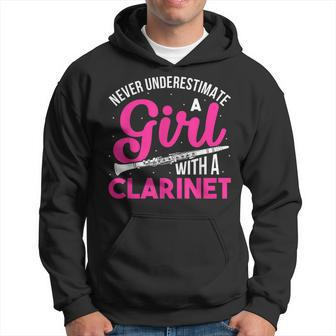 Never Underestimate A Girl With A Clarinet Funny Clarinet Hoodie | Mazezy