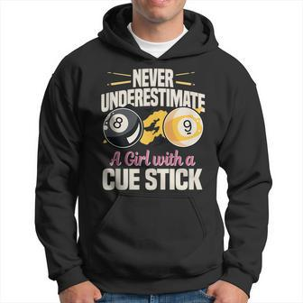 Never Underestimate A Girl With A Cue Stick Pool Player Hoodie - Seseable