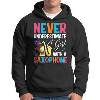 Never Underestimate A Girl With A Saxophone Jazz Music Hoodie - Seseable
