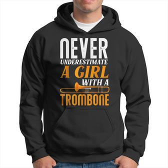 Never Underestimate A Girl With A Trombone Funny Trombonist Hoodie | Mazezy