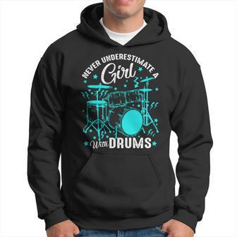 Never Underestimate A Girl With Drums Drummer Hoodie - Seseable