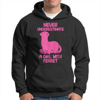 Never Underestimate A Girl With Ferret Funny Quote Saying Hoodie | Mazezy