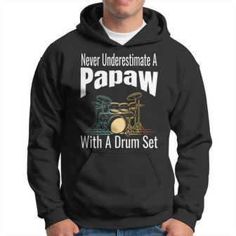 Never Underestimate A Papaw With A Drum Set Retro Drummer Hoodie - Seseable