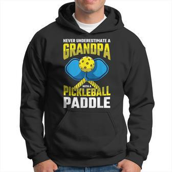 Never Underestimate A Pickleball Grandpa Player Funny Gift For Mens Hoodie - Seseable