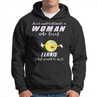 Never Underestimate A Woman Who Loves Tennis Hoodie - Seseable