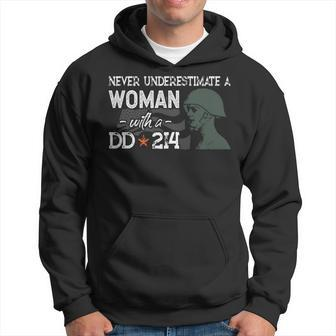 Never Underestimate A Woman With A Dd214 Veterans Day Gift Hoodie - Seseable