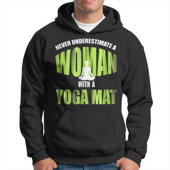 Never Underestimate A Woman With A Yoga Mat Funny Hoodie - Seseable