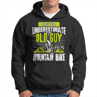 Never Underestimate An Old Guy On A Mountain Bike Cycling Cycling Funny Gifts Hoodie | Mazezy