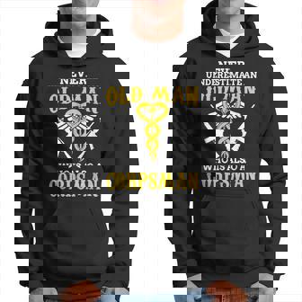 Never Underestimate An Old Man Corpsman Old Man Funny Gifts Hoodie | Mazezy