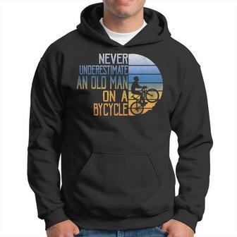 Never Underestimate An Old Man Road Bike Gift For Mens Hoodie - Seseable