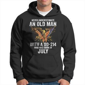Never Underestimate An Old Man With A Dd214 Born In July Old Man Funny Gifts Hoodie | Mazezy