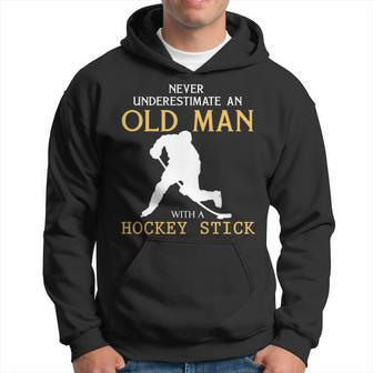 Never Underestimate An Old Man With A Hockey Stick T Old Man Funny Gifts Hoodie | Mazezy AU