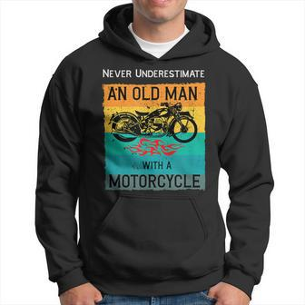Never Underestimate An Old Man With A Motorcycle Bikers Gear Hoodie | Mazezy