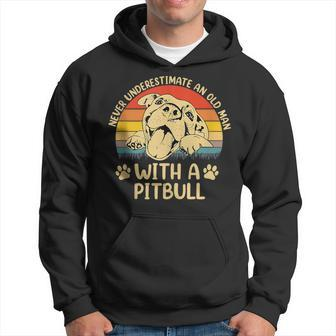 Never Underestimate An Old Man With A Pitbull Pitties Dogs Hoodie - Seseable