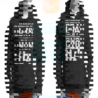 Never Underestimate An Old Man With A Pontoon Boat Captain Old Man Funny Gifts Hoodie | Mazezy