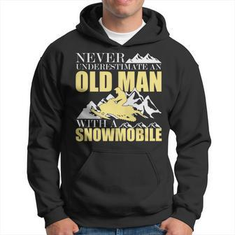 Never Underestimate An Old Man With A Snowmobile Apparel Hoodie - Seseable