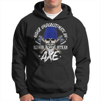 Never Underestimate An Old Man With Axe Throwing Lumberjack Hoodie - Seseable