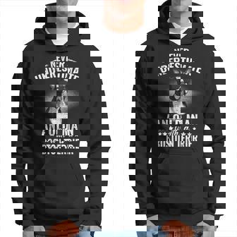 Never Underestimate An Old Man With Boston Terrier Dog Old Man Funny Gifts Hoodie | Mazezy