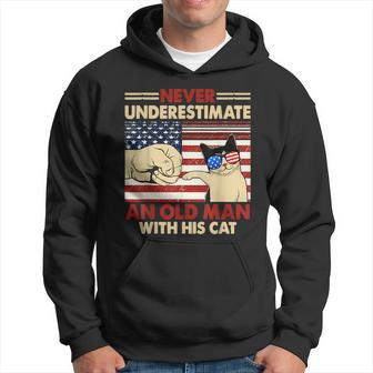 Never Underestimate An Old Man With His Cat Funny Hoodie - Seseable