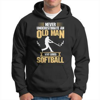 Never Underestimate Old Man Who Love Softball Hoodie - Seseable