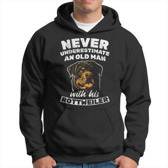 Never Underestimate Old Man With Rottweiler Rottie Rott Pet Gift For Mens Hoodie | Mazezy