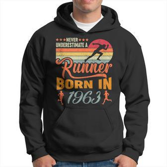 Never Underestimate Runner Born 1963 58Th Birthday Running Running Funny Gifts Hoodie | Mazezy