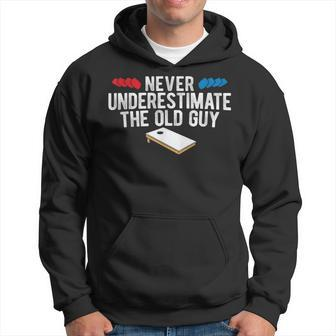 Never Underestimate The Old Guy Cornhole Gift For Mens Hoodie | Mazezy