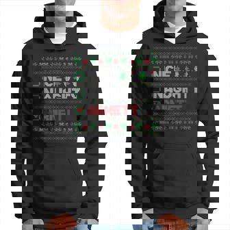 Nice Naughty Arnett Christmas List Ugly Sweater Hoodie | Mazezy