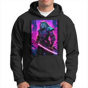 Nights Warrior Featuring A Tiger Samurai In The Darkness Hoodie - Seseable