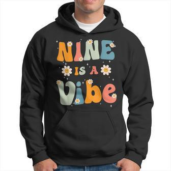 Nine Is A Vibe 9Th Birthday Party 9 Nine Year Old Kids Decor Hoodie - Seseable