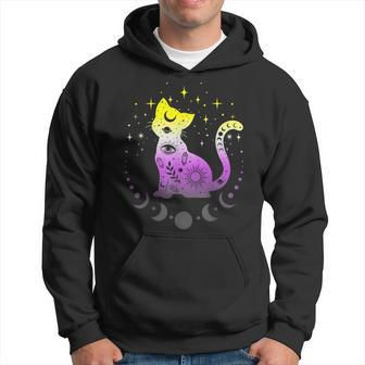 Nonbinary Pride Flag Colors Non-Binary Astronomy Cat Hoodie | Mazezy