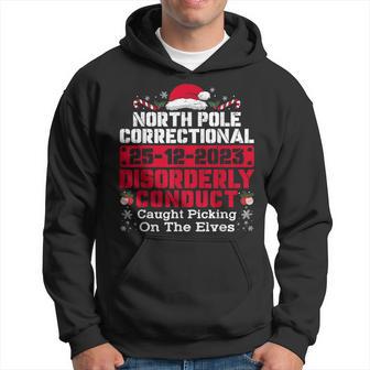 North Pole Correctional Disorderly Conduct Caught Elves Xmas Hoodie - Thegiftio UK