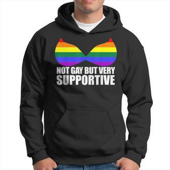 Not Gay But Very Supportive Lgbt Straight Ally Bra Meme Hoodie | Mazezy
