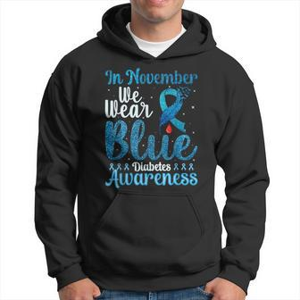 In November We Wear Blue Ribbon Diabetes Awareness Hoodie - Thegiftio UK