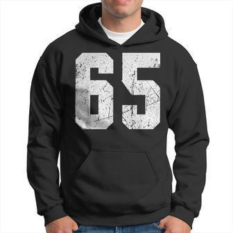 Number 65 Sport Jersey Birthday Age Lucky No White Vintage Hoodie - Seseable
