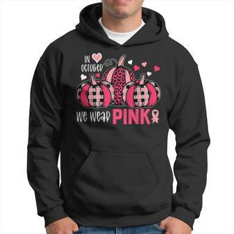 In October We Wear Pink Cute Pumpkin Breast Cancer Halloween Hoodie | Mazezy