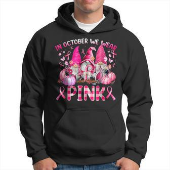 In October We Wear Pink Gnomes Breast Cancer Halloween Hoodie - Seseable