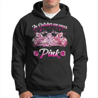In October We Wear Pink Motorcycles Biker Hoodie | Mazezy CA