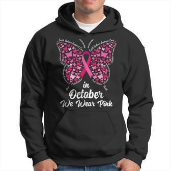 In October We Wear Pink Ribbon Breast Cancer Awareness Hoodie - Seseable