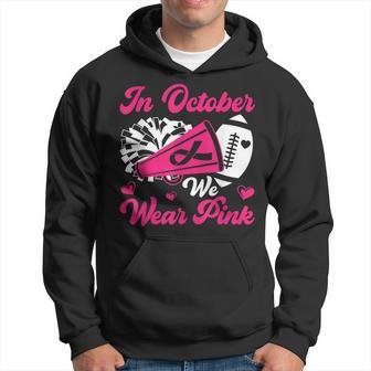 In October We Wear Pink Ribbon Cheer Breast Cancer Awareness Hoodie - Seseable