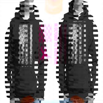 In October We Wear Pink Pink Ribbon Flag Breast Cancer Hoodie - Thegiftio