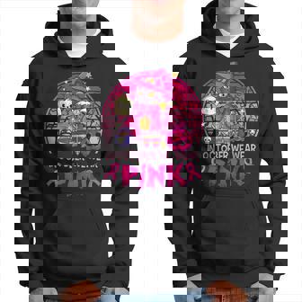 In October We Wear Pink Witch Cat Breast Cancer Awareness Hoodie | Mazezy