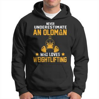 Oldman Weight Lifting Gift For Daddy Who Loves The Gym Weight Lifting Funny Gifts Hoodie | Mazezy