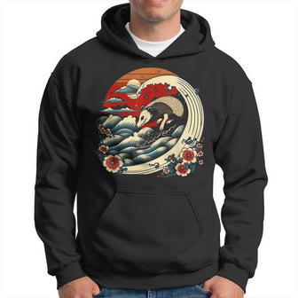 Opossum Japanese Wave Funny Vintage Possum Lover Hoodie - Seseable