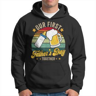 Our First Fathers Day Together Vintage New Dad Matching Hoodie - Seseable