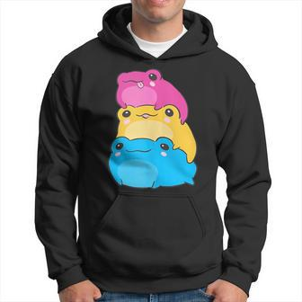 Pansexual Flag Color Frogs Subtle Pan Pride Lgbtq Aesthetic Hoodie | Mazezy