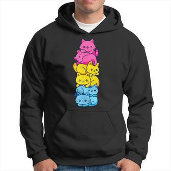 Pansexual Pride Cat Lgbt Pan Flag Nonbinary Cute Cats Pile Hoodie | Mazezy
