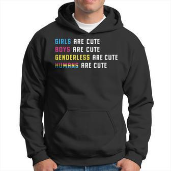 Pansexual Pride Girls Boys Genderless Humans Are Cute Lgbt Hoodie | Mazezy